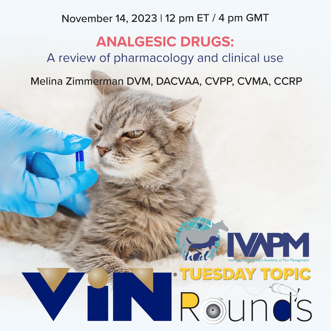 In this Tuesday Topic session, Dr. Zimmerman will discuss the pharmacology and clinical use of analgesic drugs including tips for calculating CRIs and when to use them. vin.com/vinmembers/rou…
