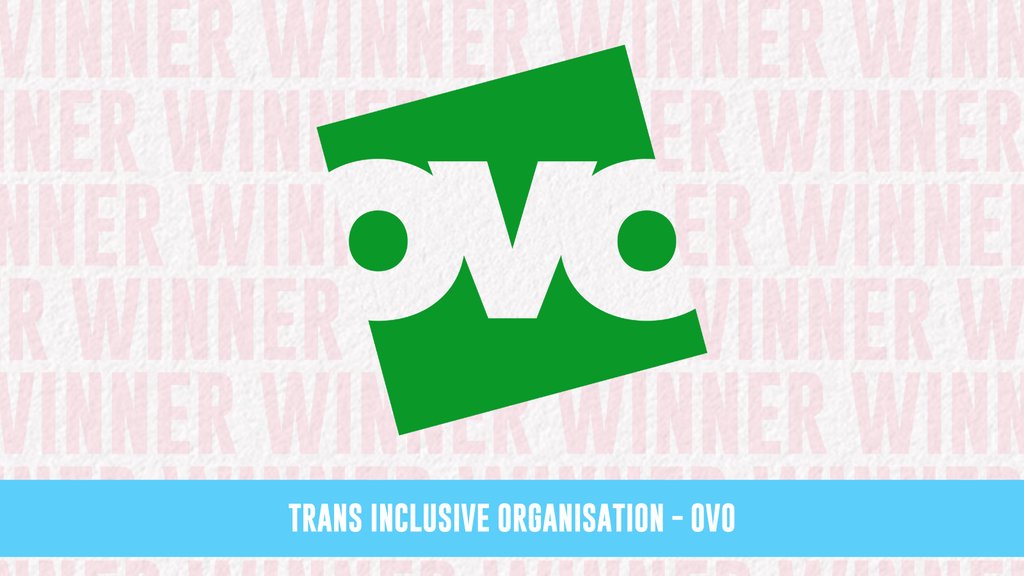 The first award of the evening goes to OVO for Trans Inclusive Organisation! OVO work hard to ensure that they have a supportive workplace for all. Congratulations to the whole OVO team! 🏳️‍⚧️✨ #transinthecityawards #transinthecity
