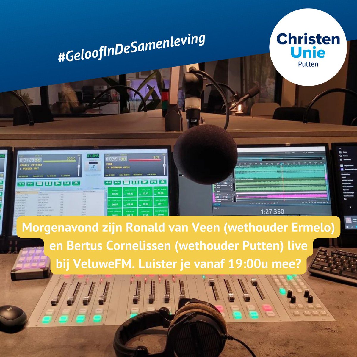 Morgenavond zit ik samen met @bertusco bij <a href="/VeluweFm/">VeluweFM</a> Luister je mee?