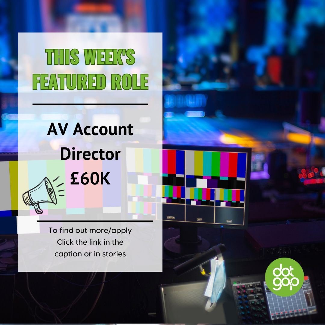 dotgap's tweet photo. AV Account Director wanted at a Major Media Agency in Central London.  Creative, ambitious, and experienced? Craft bespoke broadcast strategies for diverse clients. Apply now: https://t.co/vyVQMuhGmE #AVAccountDirector #dotgaprecruitment https://t.co/UP8qYcshN1