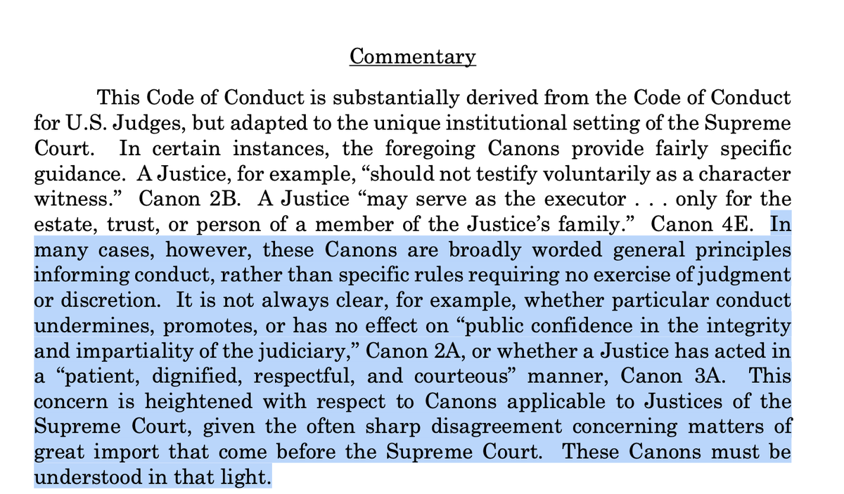 jaywillis's tweet photo. An incredible passage to include. "You know that whole 'Supreme Court Code of Conduct' you just read, yeah none of it is real lol" https://t.co/vngDbmR6Jo