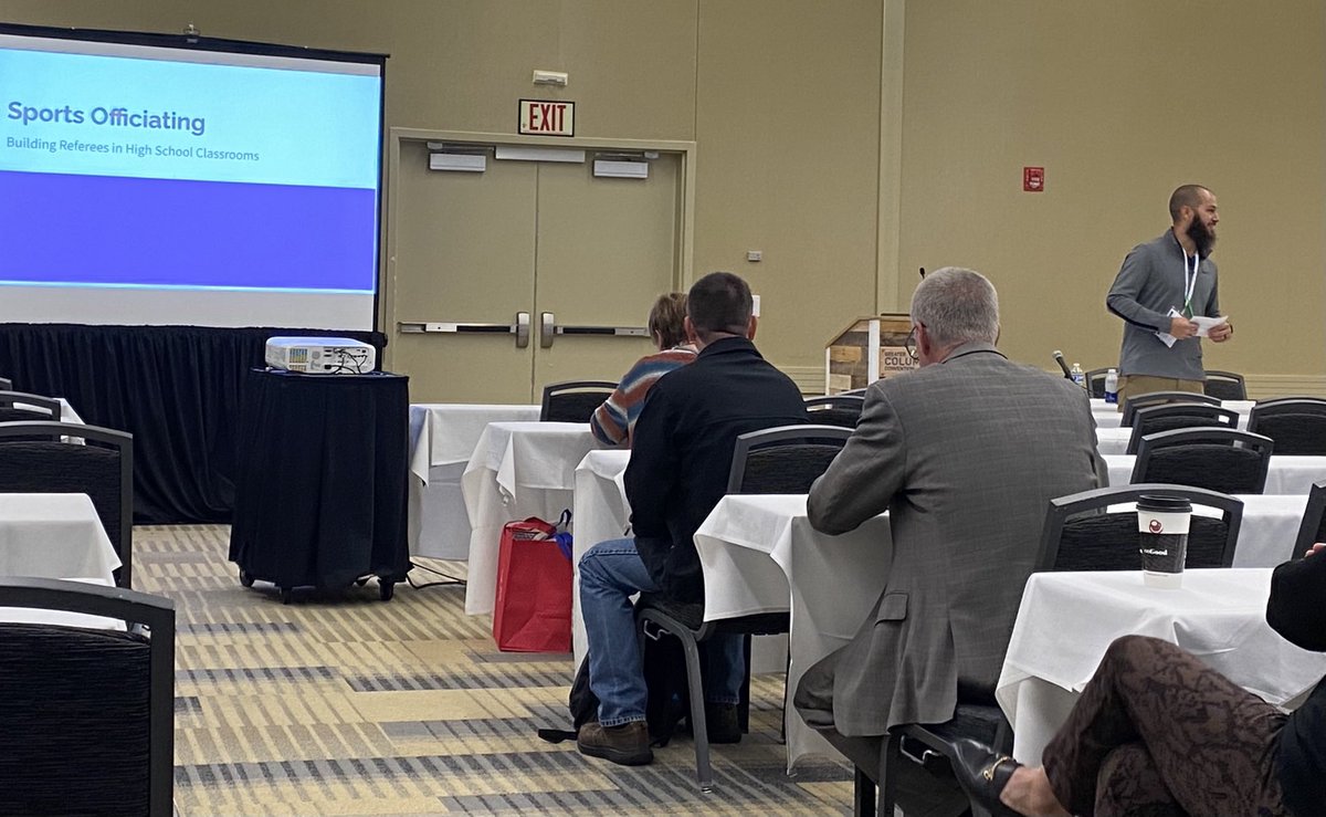 TonyaWr28745741's tweet photo. Great job to Mr. Rodriguez who enthusiastically presented his “officiating class journey” for school administrators at the OSBA Conference in Columbus today!! You rocked it!👏 https://t.co/x13zvGBDsB