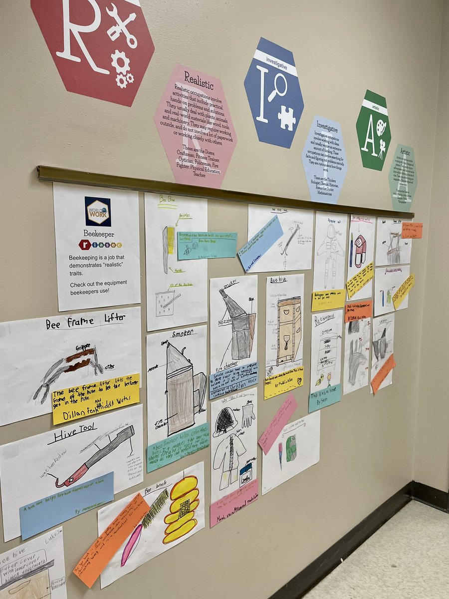 PGHWorldofWork's tweet image. “How or why is beekeeping Realistic?” 3rd graduate students @Avonworthschool have been building a common language around #RIASEC &amp;amp; making connections to each theme. As students explore careers they identify major components to see if it aligns with their interests.