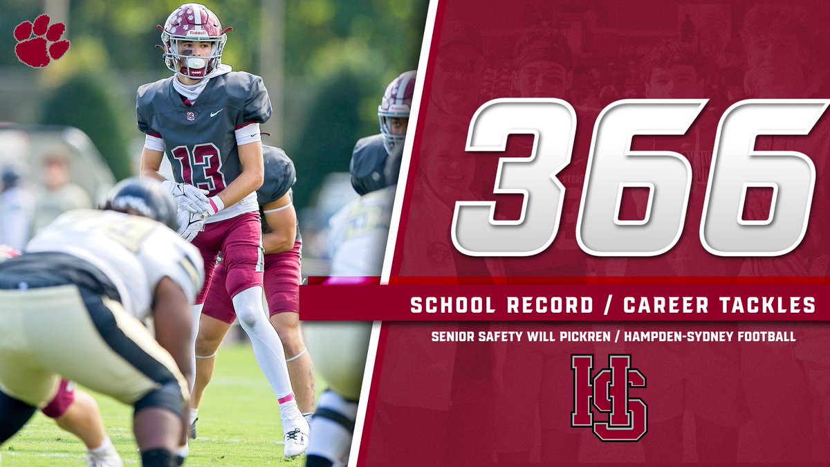 H-SC Athletics (@hscathletics) on Twitter photo It's officially official now that the season is complete ... Shout-out and congratulations to <a href="/HSC__FOOTBALL/">H-SC Football</a> senior All-American safety and team captain <a href="/willpickren13/">Will Pickren</a>, who is the program's new career leader in tackles with 366 (in 35 career games)! #RollTigers🐅 #ODAC #d3fb It's officially official now that the season is complete ... Shout-out and congratulations to <a href="/HSC__FOOTBALL/">H-SC Football</a> senior All-American safety and team captain <a href="/willpickren13/">Will Pickren</a>, who is the program's new career leader in tackles with 366 (in 35 career games)! #RollTigers🐅 #ODAC #d3fb