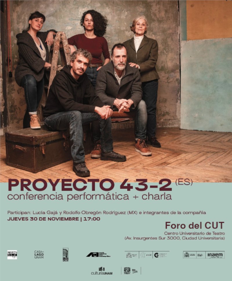 Aparten el 30 de noviembre, ya que a las 17 horas tendremos al: @proyecto_43_2 Conferencia performática Foro del CUT, entrada libre.