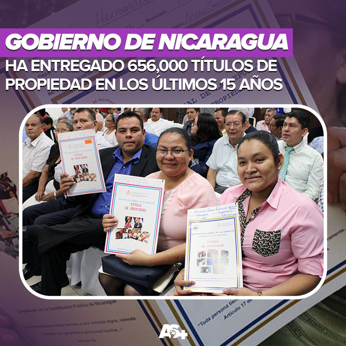 El Gobierno de #Nicaragua ha entregado 656,000 títulos de propiedad en los últimos 15 años, Como parte “Plan Nacional de Desarrollo y Lucha contra la Pobreza", 392,000 títulos se entregaron en las zonas  urbanas y 263,000 en partes rurales.✊🏻🇳🇮📜👨‍👩‍👧‍👦