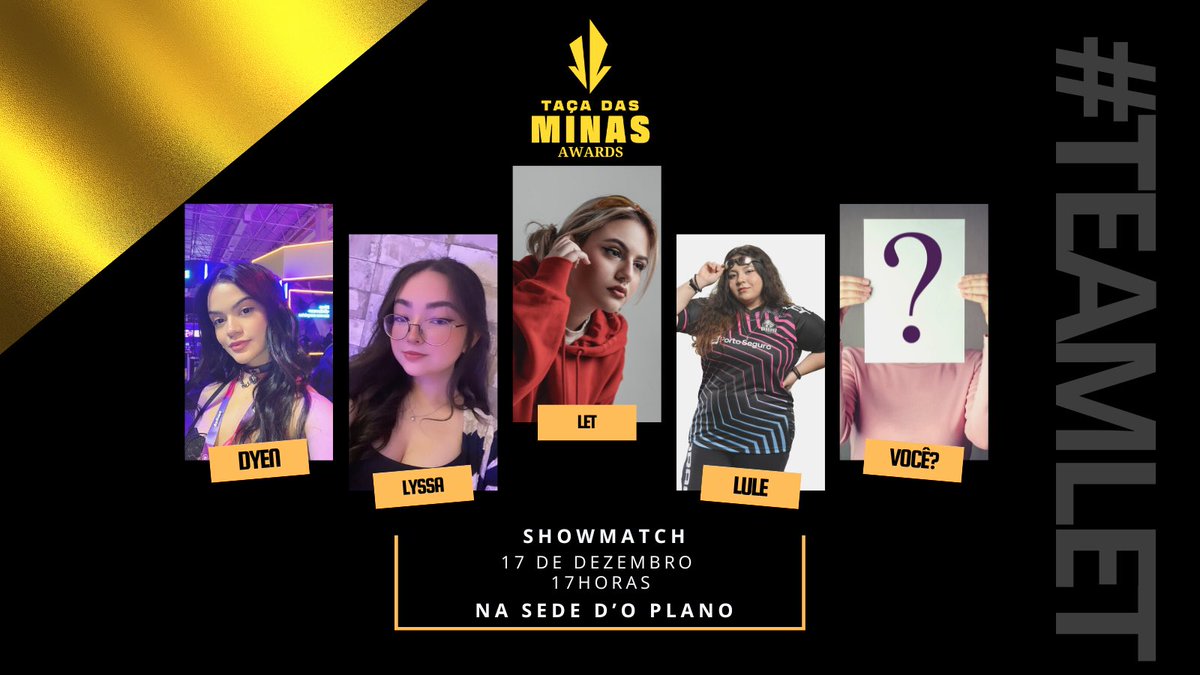 TacadasMinas's tweet photo. Ansiosos para jogar junto com esse time??
#teamlet chega com @DyenffnyM, @lyssavlrr, @letfps, @lulefps e @vocefps
isso mesmo, você pode ter a chance de jogar ao lado dessas feras no nosso showmatch!!
Não esqueça de garantir o seu ingresso no sympla
Link nos comentários. https://t.co/UvONLOfxr5