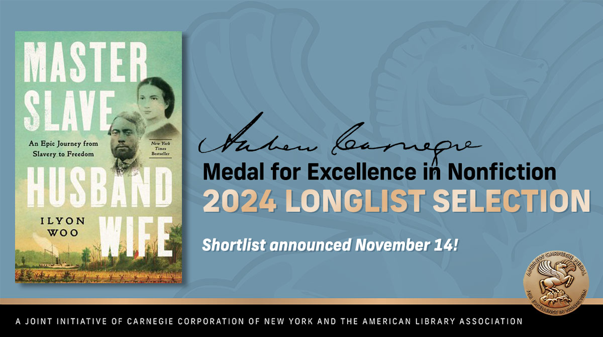 Congratulations to #IlyonWoo — #MasterSlaveHusbandWife is on the 2024   #ALA_Carnegie Medal for Excellence #Nonfiction Longlist! 🏅➡️bit.ly/3QkynlQ