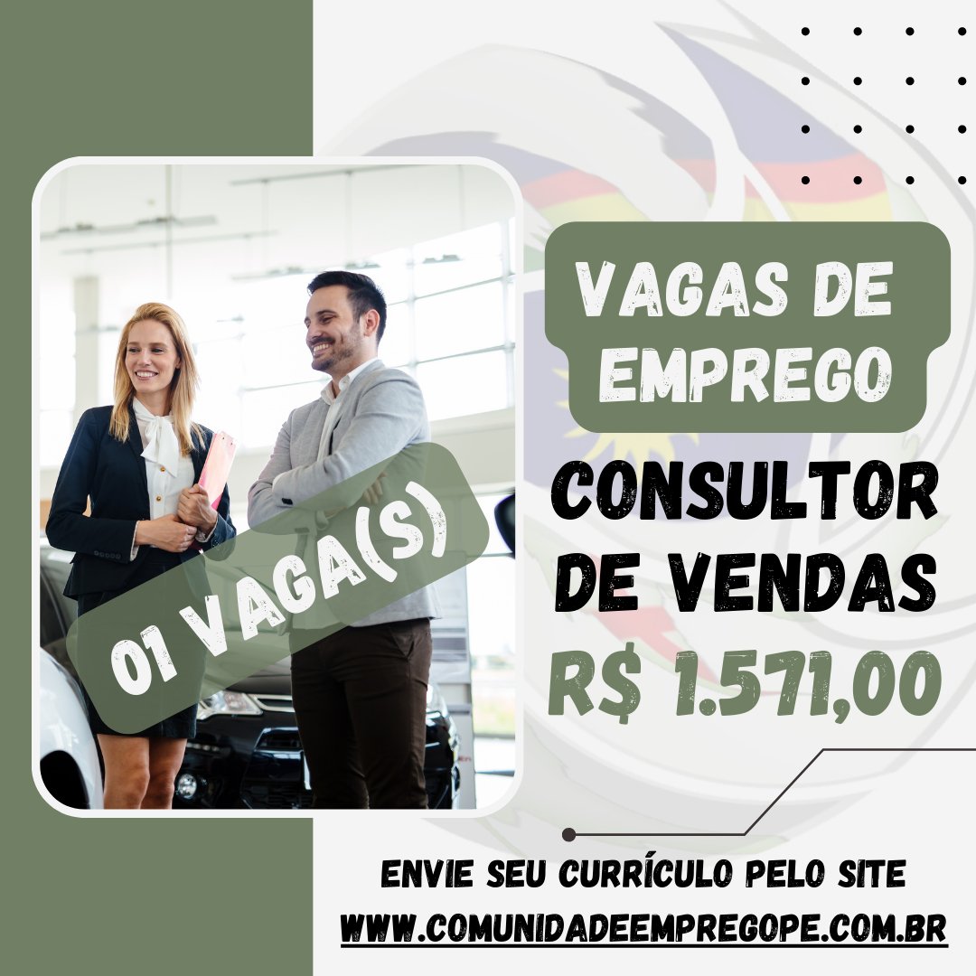 Consultor de Vendas com salário de R$ 1571,00 para empresa do segmento ...
