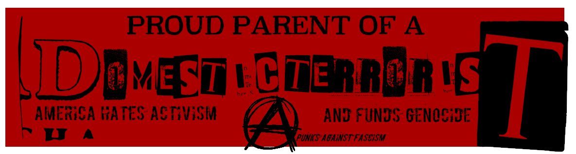 the american government has put punk activism on the domestic terrorism list. thanks for admitting that we have become a fascist state, but you can't scare us into silence.
