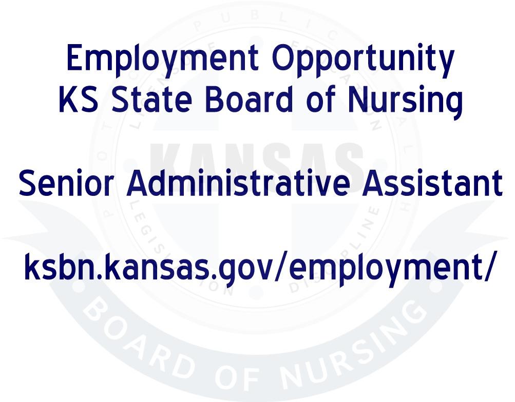 ksnursingboard's tweet image. Employment Opportunity - Senior Administrative Assistant - Investigative - #ksjobs #topekajobs - ksbn.kansas.gov/employment/