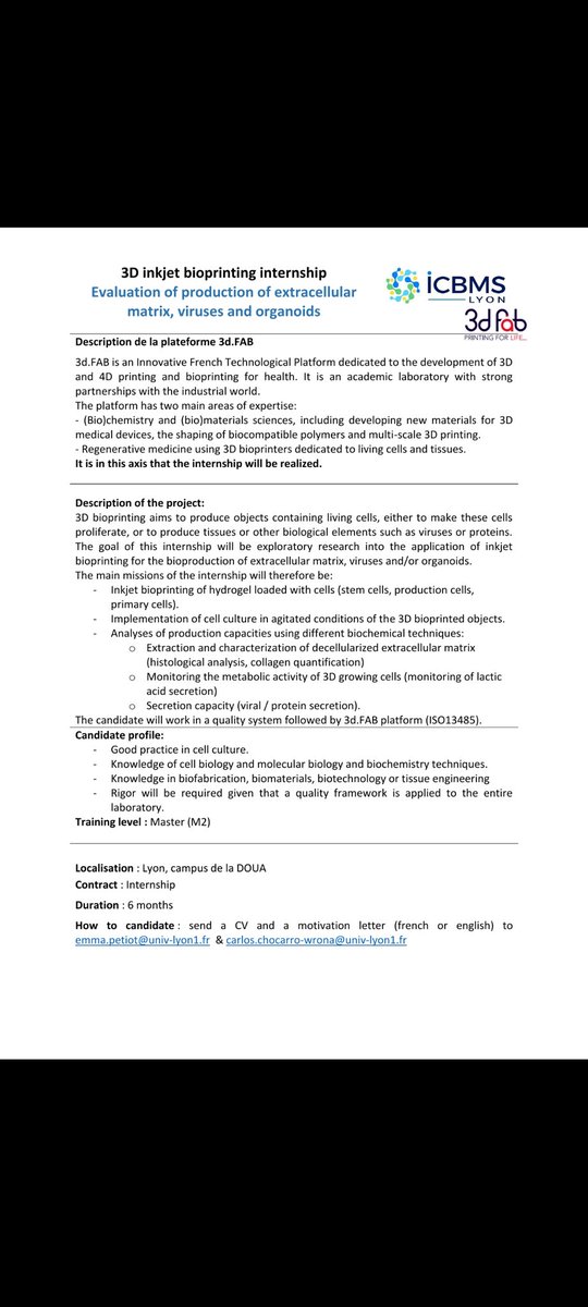 #3D inkjet #bioprinting internship