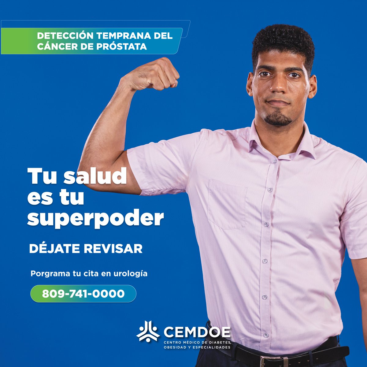 ¡Tu salud es tu superpoder!

Te invitamos a visitar la especialidad de urología y realizarte un examen de próstata. La detección temprana del cáncer, permite un tratamiento oportuno.

Programa una cita llamando al 809 741 0000.

#DiaNacionalDelCáncerDePróstata #CáncerDePróstata