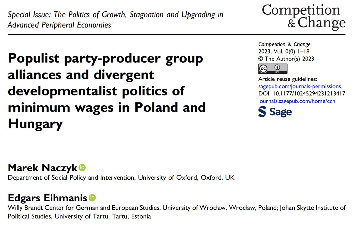 The 'Budapest in Warsaw' experiment is finally about to end, but why were social/econ policies more solidaristic and developmentalist under 🇵🇱PiS than 🇭🇺Fidesz? It has to do with the two populist parties' very different alliances with organized interests 🧵doi.org/10.1177/102452…