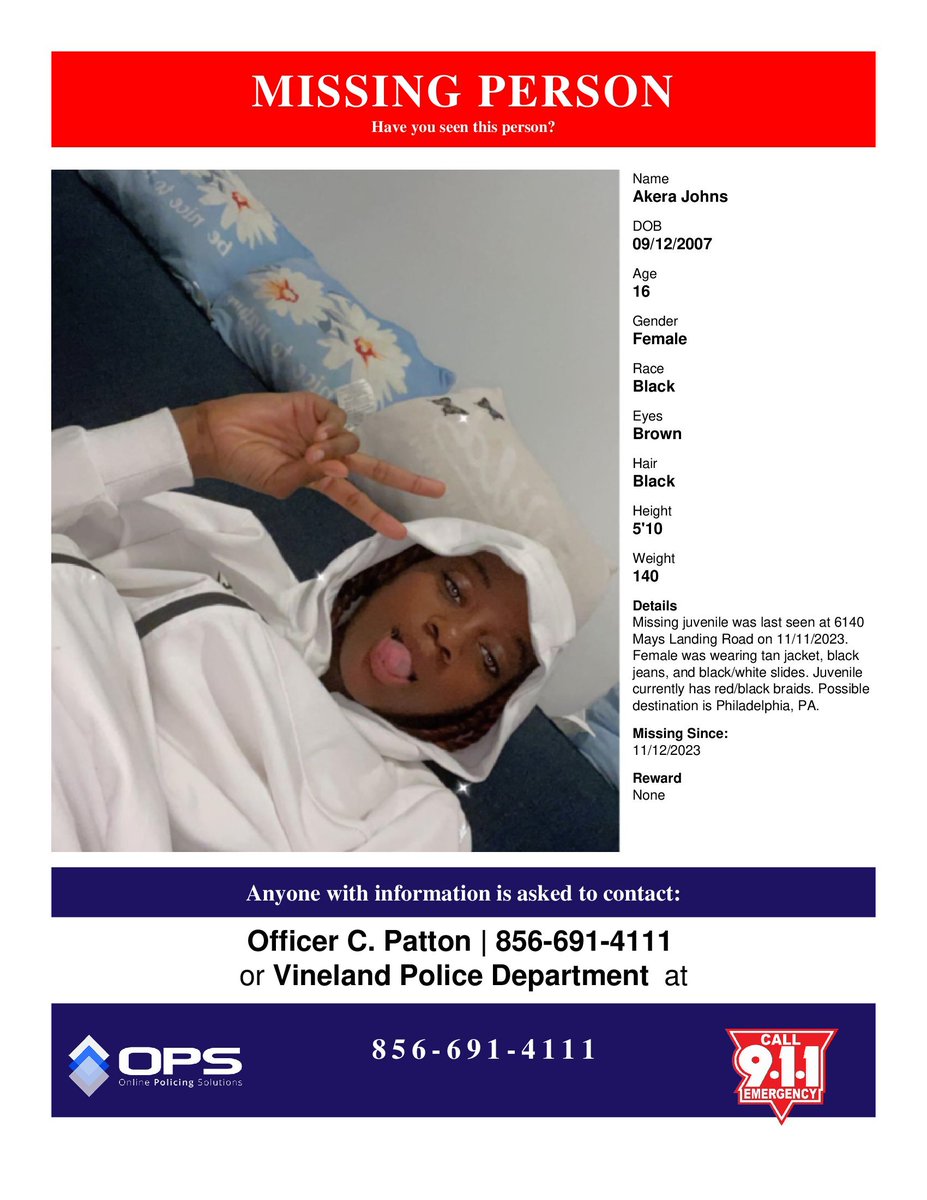 U.S. Marshals Service Philadelphia (@usms_philly) on Twitter photo <a href="/USMS_Philly/">U.S. Marshals Service Philadelphia</a> is assisting the NY-NJ RFTF and Vineland PD in locating Hakeem Hintzen, 1, and Akera Johns, 16. Johns has been charged with kidnapping after she refused to return Hintzen to his mother on Nov 11. Hintzen and Johns were seen this morning at 32nd & Susquehanna Ave. <a href="/USMS_Philly/">U.S. Marshals Service Philadelphia</a> is assisting the NY-NJ RFTF and Vineland PD in locating Hakeem Hintzen, 1, and Akera Johns, 16. Johns has been charged with kidnapping after she refused to return Hintzen to his mother on Nov 11. Hintzen and Johns were seen this morning at 32nd & Susquehanna Ave.