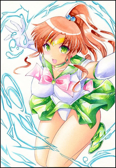 おはよう御座います。 今日はいい天気ですね。 とても寒いですけど。 美少女戦士セーラームーン セーラージュピター 木野まことさんのアナログイラストです(再掲) #イラスト好きな人とつながりたい