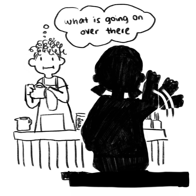 silly thought about working/ drawing in coffee shops #comicart #autobiocomic