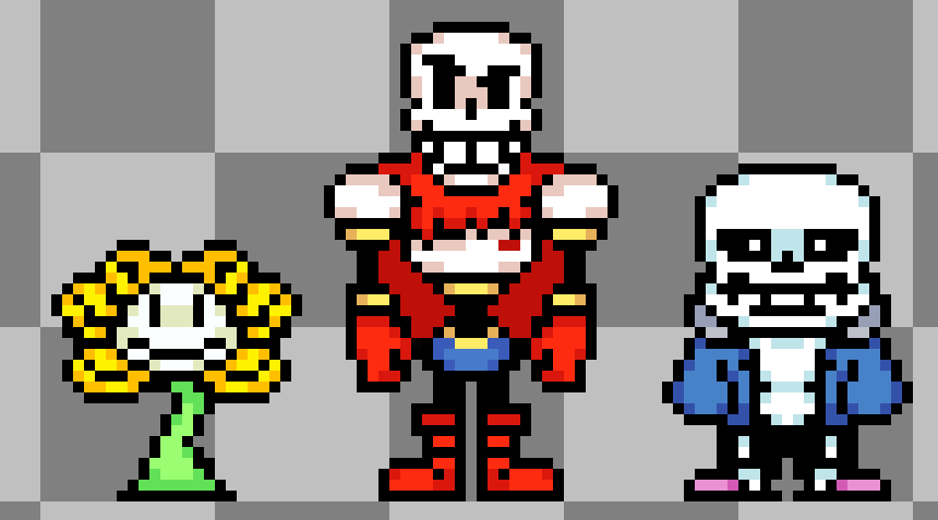 Decided to do Flowey as well, also fixed Papyrus' eyes bc I forgot he has eyebrows