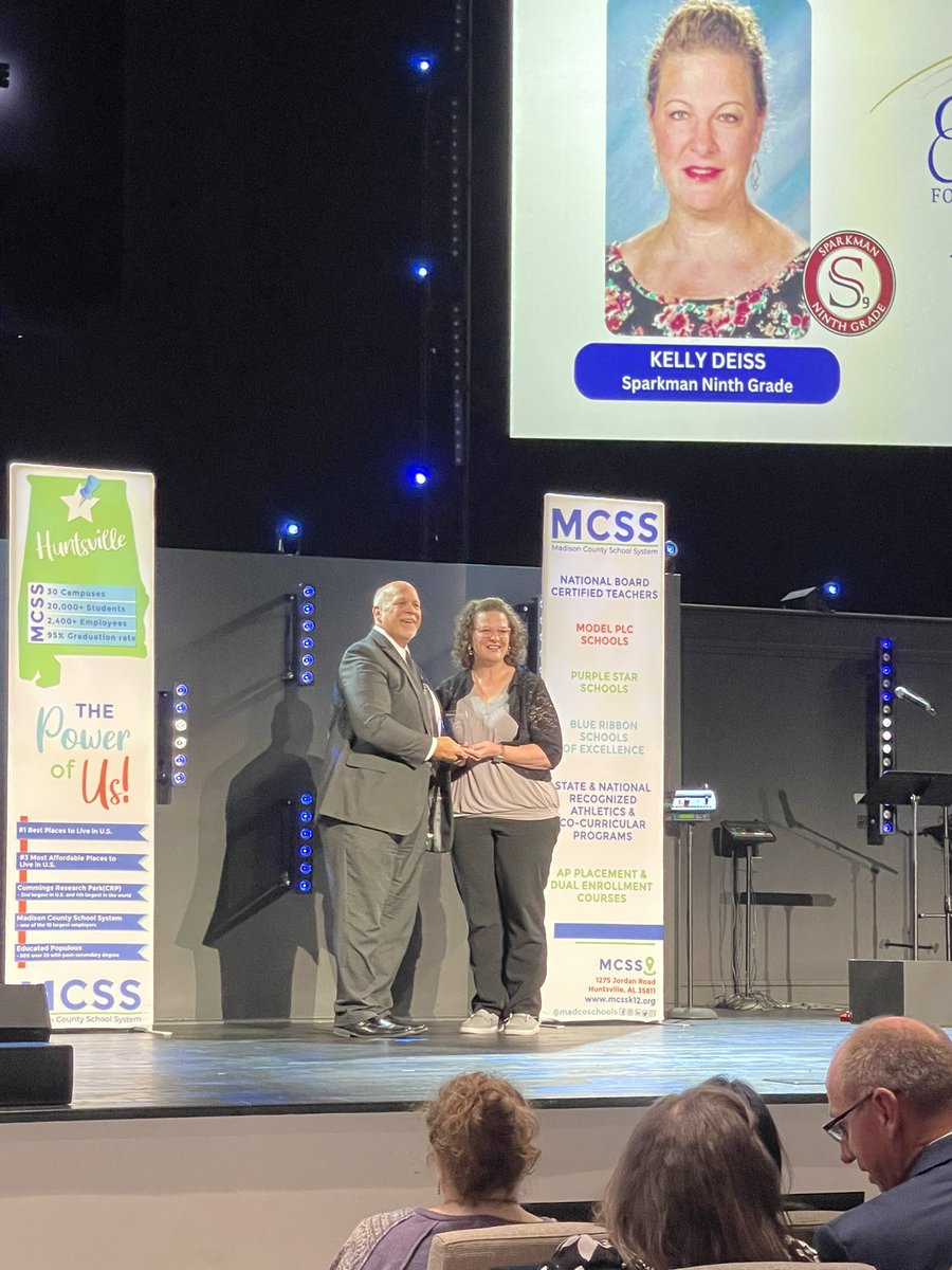 MarciaGMcCants's tweet image. CONGRATULATIONS to @S9GS TOY Mrs. Kelly Deiss for being awarded the Madison County District Secondary Teacher of the Year!