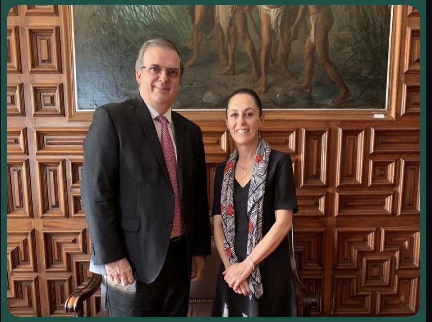 JCSchezMagallan's tweet photo. Marcelo Ebrard y Claudia Sheimbaun en reunión  de reconocimiento mutuo, entendimiento y compromiso por Mexico.!! https://t.co/ajz4wwIW07