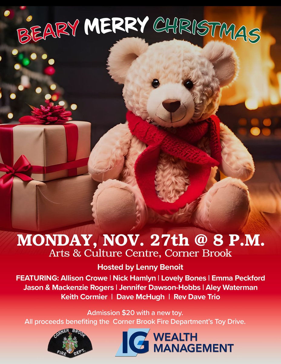rimbaud22ca's tweet image. Allison Crowe’s delighted to, again, be part of a “Beary Merry #Christmas”! Sleuth or otherwise, you’ll find a picnic basket of musical joy &amp;amp; goodwill over-flowing to benefit #CornerBrook Fire Department's annual #ToyDrive 🐻 allisoncroweband.com/news-blog/blog… @Allison_Crowe #Newfoundland🎄