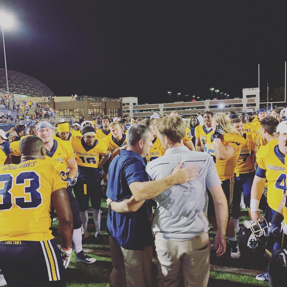 DavidTNichols's tweet photo. You want to know what a leader of men looks like? It’s the guy on the left, Coach John Bland. God created this man to be a football coach, and no one uses their platform in a more influential way than he has to lead young men to Jesus through the game. (1/3) https://t.co/HQROL0rV5E
