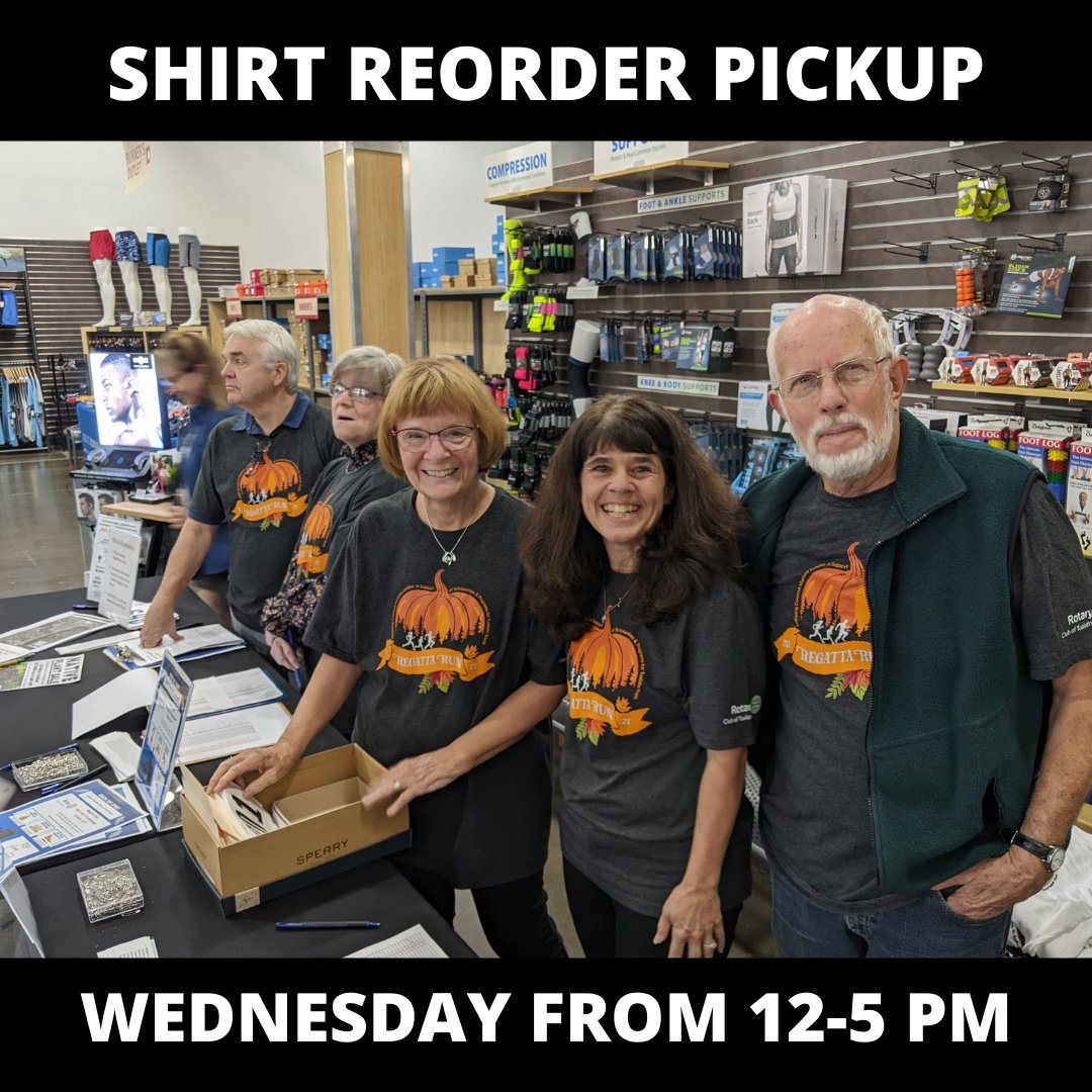 TualRegattaRun's tweet photo. The Regatta Run/Walk shirt reorder has come in! Shirts will be available for pickup this Wednesday, November 15 from 12-5pm at Road Runner Sports in Tualatin. The shirts are for any participants that did not receive their shirt on race day. We hope to you see there! https://t.co/z9O1eh2R2R