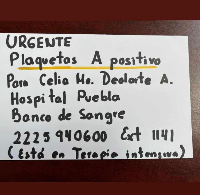 Se solicita urgente:

Plaquetas A+

Informes 👇
