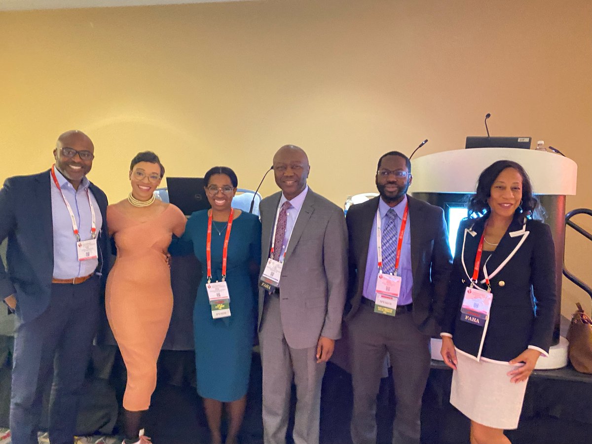 ABCardio1's tweet photo. Insightful ABC-AHA joint session this morning with @AlbertHicksMD @AmberJohnsonMD Dr. Ashley Pender (w ABC President Dr. Anekwe Onwuanyi in attendance) @md_addison & @KBreathettMD.
🙏🏿 Grateful to our wonderful #ABCardiomembers for such a great session! Wishing you safe ✈️ home! https://t.co/b8892OkFAd