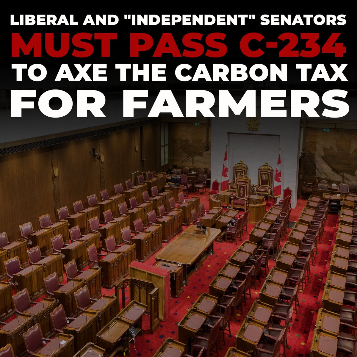 Higher taxes on farmers = higher prices on food.

Trudeau must let Liberal and "Independent" Senators pass Bill C-234 to take the carbon tax off farmers and food.

SIGN: conservative.ca/cpc/bill-c-234/