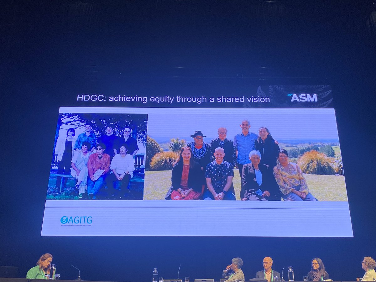 drsarahhayes's tweet photo. I’ve moved right up the front for this next #AGITG23 @GICancer session- starting with a focus on familial CDH1 mutant gastric cancer, with a talk from A/Prof Karyn Paringtai and Prof Parry Guilford, on addressing cultural inequities in #cancerresearch #NoResearchAboutUsWithoutUs https://t.co/YhDkFo1g8j