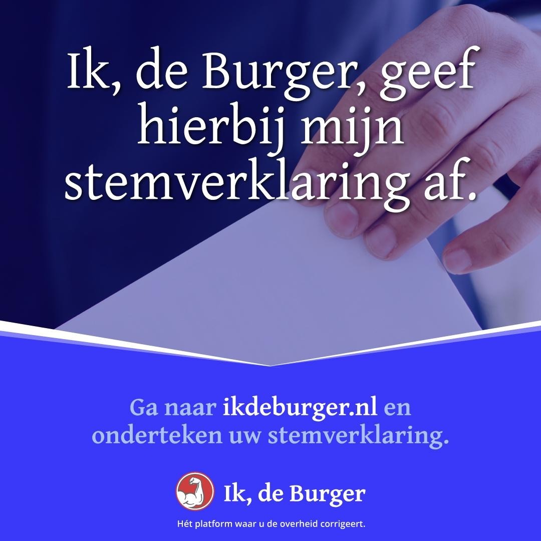 ik_burger's tweet photo. Geef uw #stemverklaring af en maak duidelijk dat uw stem geen blanco #volmacht is om alles te doen wat maar in het hoofd van #volksvertegenwoordigers/ #overheid opkomt.
Teken, bevestig en stuur.
https://t.co/kzrWshvsKi
#verkiezingsdebat #verkiezingen2023 https://t.co/D4fPDNWs1v