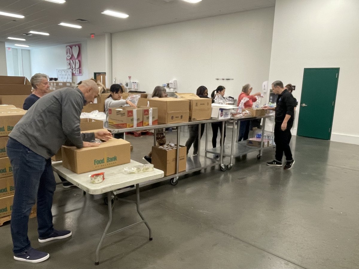 AdesisInc's tweet photo. The commercial team at Adesis spent four hours donating their time at the Food Bank of Delaware.  The team stocked 760 backpacks with water, milk, cereal, juice, and snacks for children throughout the state of Delaware that need food, so they don’t go hungry! https://t.co/pWceZhoySO