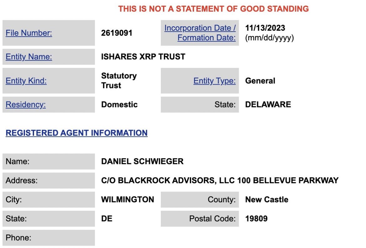 Remember when someone made a fake Delaware Trust filing for a iShares XRP  ETF and then I confirmed from BlackRock that it was a fake forgery and I  got mauled by the
