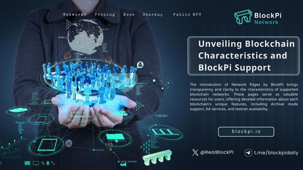 ChiomaChukwura2's tweet image. 🔗 Unveiling Blockchain characteristics and #BlockPI support;

💡The introduction of Network pages by #BlockPI  brings transparency and clarity to the characteristics of supported blockchain networks. These pages serves as valuable resources for users, offering detailed