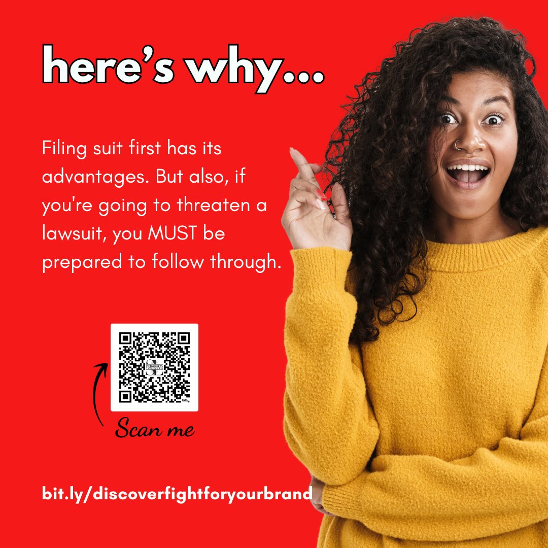 SLDebarros_Law's tweet image. Don&apos;t be afraid to filing a lawsuit (i.e. case). If you threaten it, be prepared to do it. It puts other brands on notice that you will fight &amp;amp; have them thinking twice. Let us cover your blind side with the FIGHT FOR YOUR BRAND offer. bit.ly/discoverfightf… #bizprotection