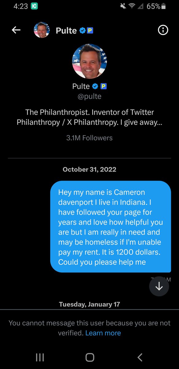 CryptoManiac260's tweet photo. @pulte hello, I messaged you last year and couldn't get through i have been evicted from my apartment and was wondering could I please have money for food https://t.co/UJcbSHxKjl