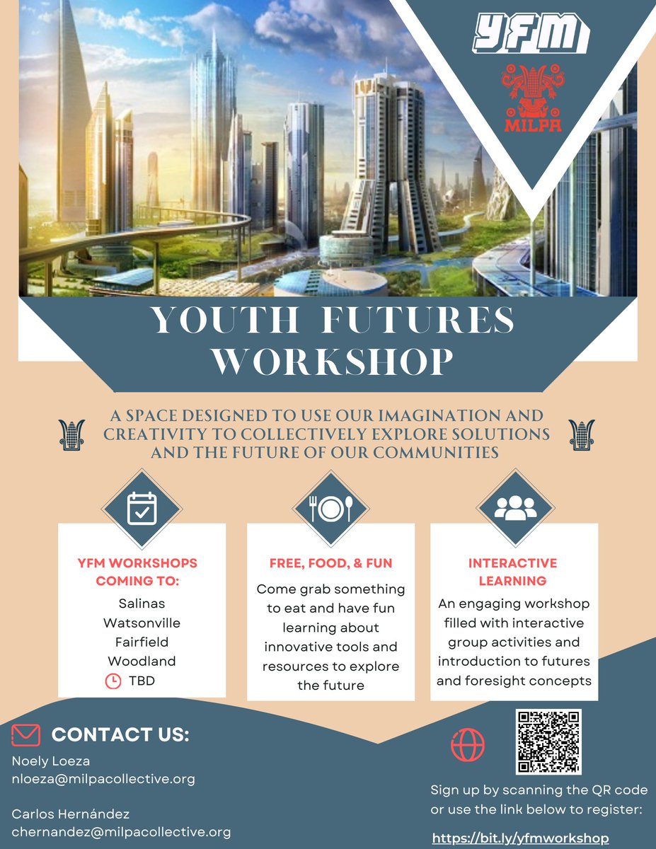 Youth Futures Workshop is a space designed to use our imagination and creativity, to collectively explore solutions, and the future of our communities. 

Register now by using the link below or with the link In our bio. 

bit.ly/yfmworkshop