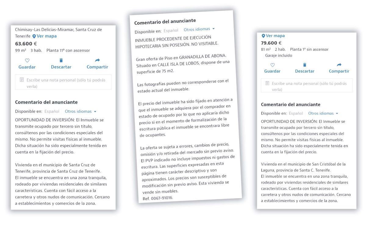 Venden viviendas en Tenerife con el okupa dentro y sin poder visitarlas, tanto en zona metropolitana y el sur de la isla, y los anunciantes reconocen que la adquisición de las mismas tendría que acordarse a ciegas!! buff.ly/3MDP7Cd #Vivienda #Edificacion #Tenerife