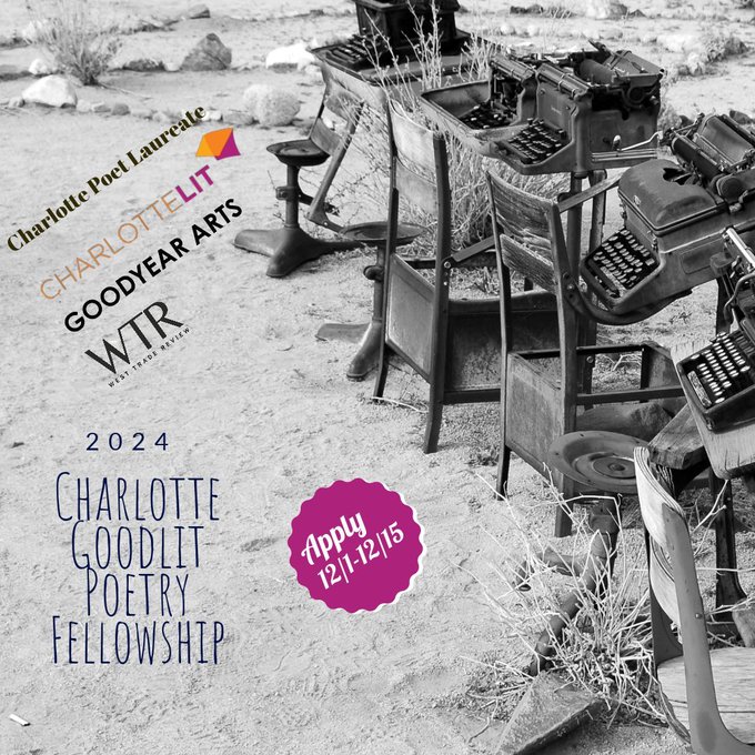 Charlotte Lit (@cltlitarts) on Twitter photo Applications for the GoodLit Poetry Fellowship 2024 will be accepted 12/1-12/15. This year-long program supports the career of an emerging poet in the Charlotte, NC area. Attend free Zoom info session 11/16 <a href="/6pm/">Follow us @Shop6pm!</a>. ow.ly/pMpu50Q7972 <a href="/jayward2030/">🙌🏽preorder Composition 🙌🏽</a> <a href="/insteadofisaac/">Isaac Akanmu</a> <a href="/goodyeararts/">Goodyear Arts</a> Applications for the GoodLit Poetry Fellowship 2024 will be accepted 12/1-12/15. This year-long program supports the career of an emerging poet in the Charlotte, NC area. Attend free Zoom info session 11/16 <a href="/6pm/">Follow us @Shop6pm!</a>. ow.ly/pMpu50Q7972 <a href="/jayward2030/">🙌🏽preorder Composition 🙌🏽</a> <a href="/insteadofisaac/">Isaac Akanmu</a> <a href="/goodyeararts/">Goodyear Arts</a>