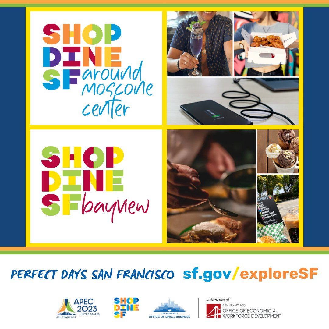 Attending APEC? If you're hungry, need coffee, or  just looking for local shops, visit: sf.gov/shopdinesf-aro… 

There are over 150 local shops available to meet your needs! <a href="/shopdinesf/">ShopDineSF</a> #SanFrancisco #USAPEC2023 #apec2023 #bayarea #ShopDineSF