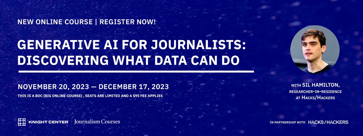 Ecstatic to announce I'll be doing a second course with <a href="/JCourses/">Journalism Courses by Knight Center</a> on #GenAI for journalists! Learn how to build and run useful agents on your laptop with Jupyter notebooks and LangChain—it starts in just a week! journalismcourses.org/course/generat…