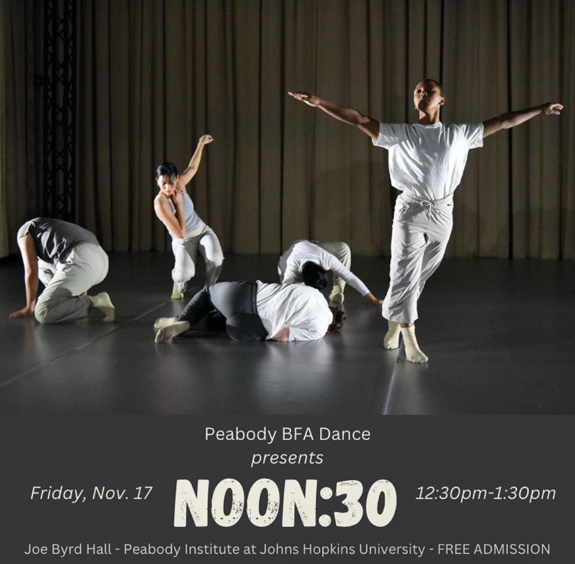 Don’t miss Peabody BFA Dancers on stage this Friday at the Peabody Institute! We are thrilled to present at Noon:30 and share a sneak peek into our 2023-24 season! 🎉 

🔗 link in bio for more info
📸 Paul Wegner - feat. Peabody BFA Dancers