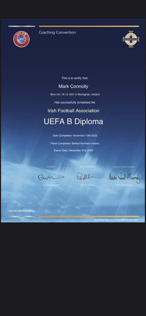 Happy to get the UEFA B licence all finished, onto the A next ✅⚽️