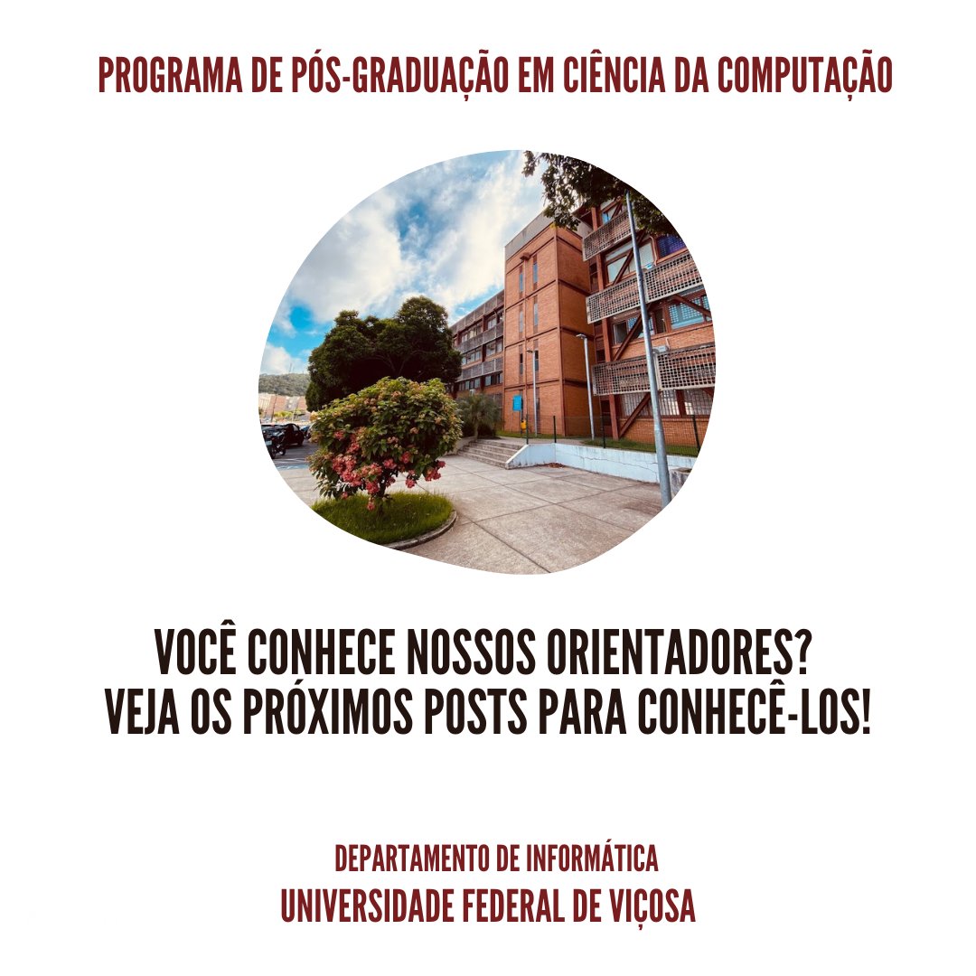 dpiufv's tweet photo. O Programa de Pós Graduação em Ciência da Computação da @ufvbr têm orientadores nas mais diversas áreas da Computação e atualmente está com as inscrições abertas! 🧵Segue o fio para conhecer os orientadores ou acesse o site do PPGCC para mais informações: 
https://t.co/sxkLRNTHKu https://t.co/6sWXC4blUD