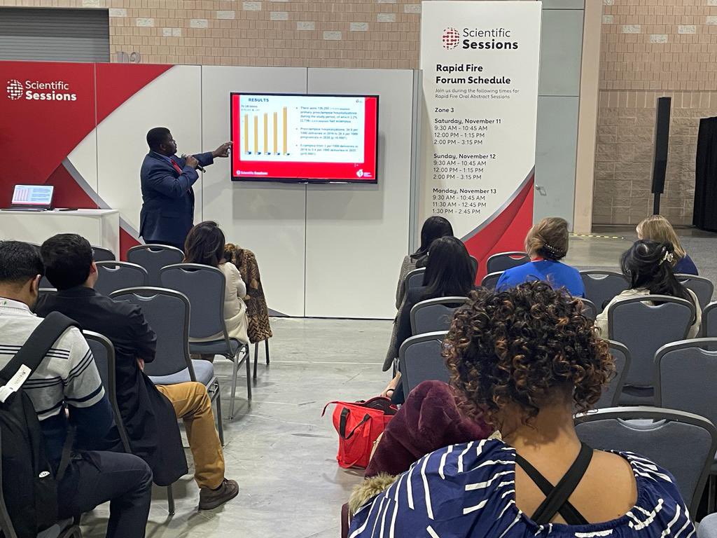 Fantastic way to close out #AHA23 with a rapid-fire oral presentation on essential cardioobstetrics issues. Grateful for the opportunity to share insights and learn from experts. A truly enriching experience! #Cardiology @American_Heart @AHAScience