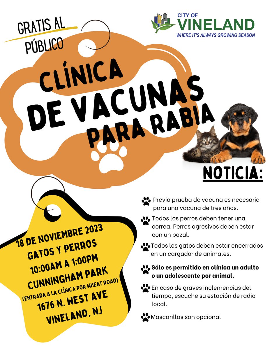 RABIES VACCINATION CLINIC THIS SATURDAY