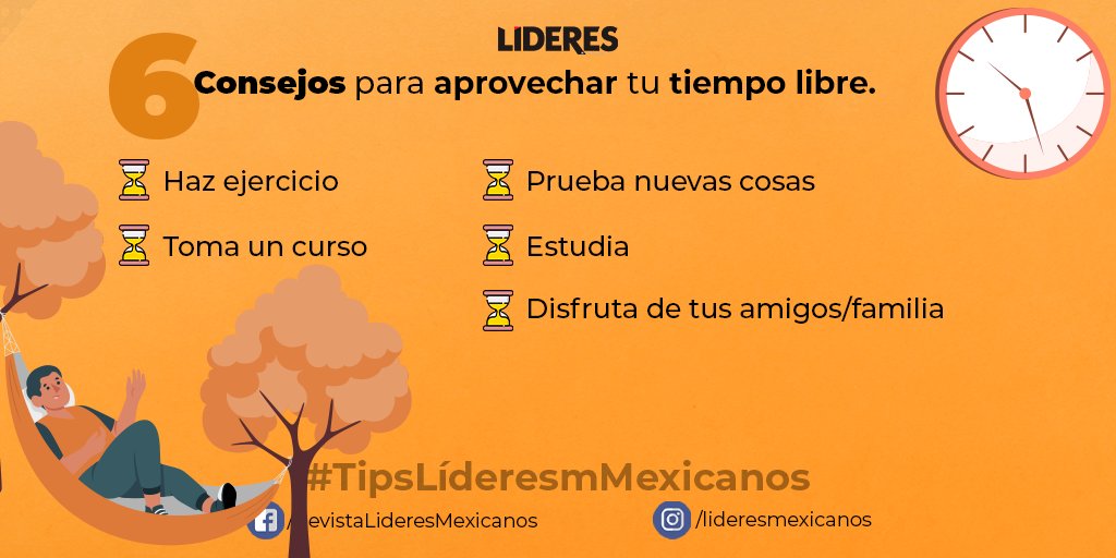 LideresMexicano's tweet photo. #TipsLM
Tu tiempo de ocio es valioso. Evita el riesgo del aburrimiento y la incertidumbre sobre qué hacer con tu vida. Dedica momentos a actividades que te inspiren y enriquezcan. ¡Cada instante cuenta! ⏰💡 https://t.co/vssxH955CF