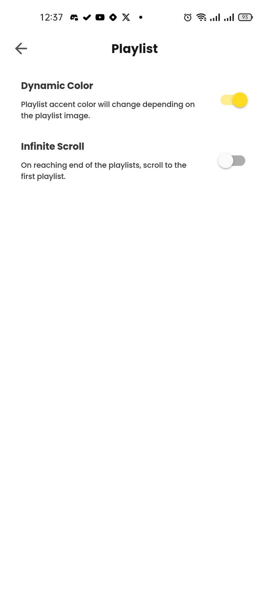 ken_starry's tweet photo. Did you know, Flow allows you to dictate whether you want dynamic colours for your playlists or not.

Head on to settings > Playlists > Dynamic Color

Left (Dynamic colour disabled) Middle (dynamic colour enabled) Right (Settings)

Let the music flow🥰🥳🎉

#flowmusicplayer https://t.co/EwKfpKc16o