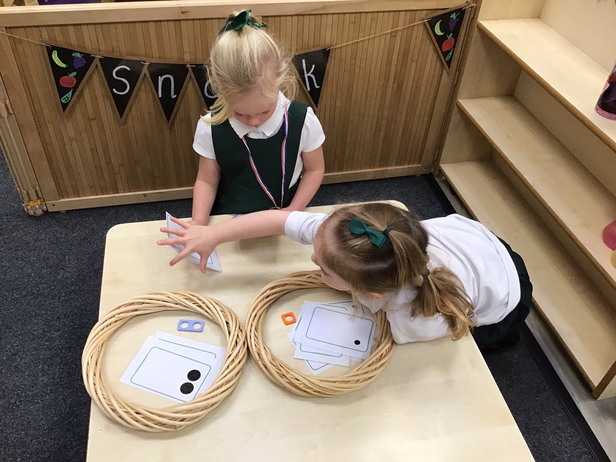 EYFSSJV's tweet photo. Finding the number 2โs in Maths. Sorting the subitising dots into the hoops and placing counters on the Subitising pictures. How many number 2โs did we find? #SJVMaths https://t.co/49TVZWOQ0K